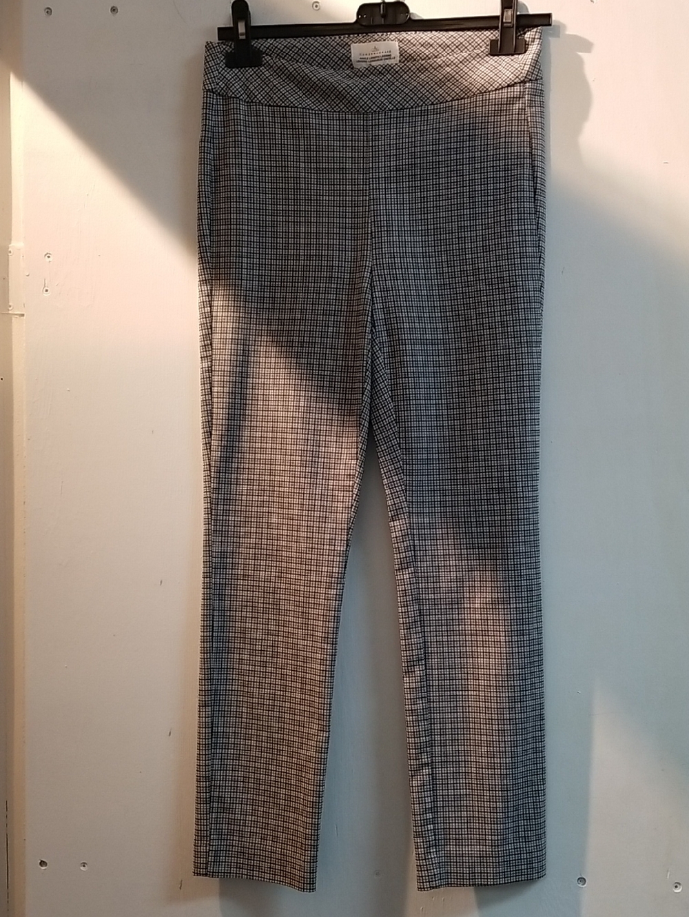 Women's Black & White Plaid Slim Pants